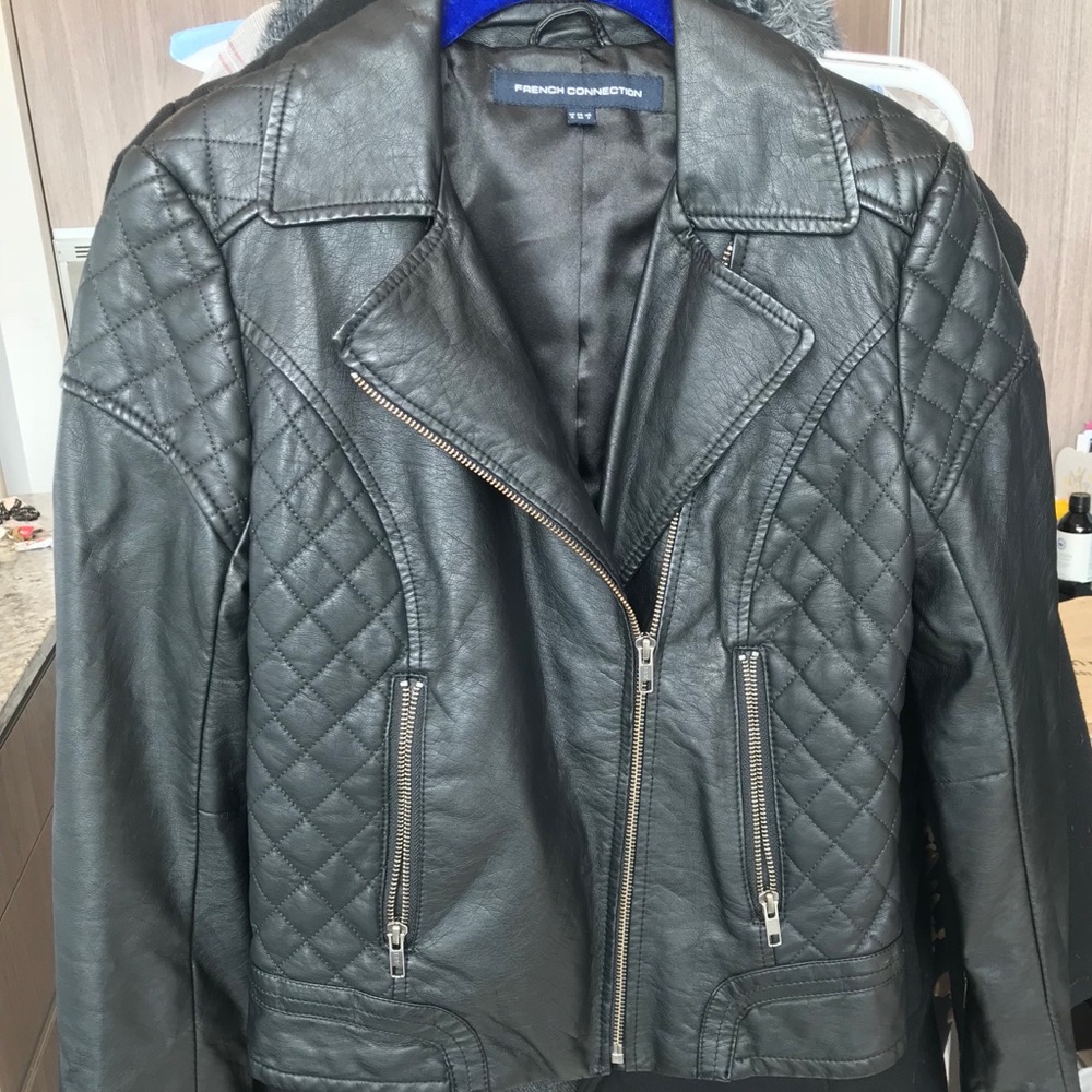 French Connection black faux leather jacket